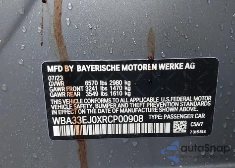 2024 BMW 760I xDrive z USA, uszkodzony, nr VIN WBA33EJ0XRCP00908